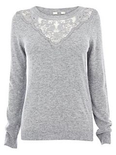 Buy Oasis Gothic Lace Crew Neck Jumper, Grey online at JohnLewis 