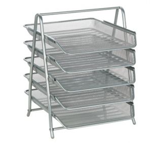 OfficeMax Mesh 5 Tier File Tray, Silver