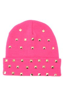 MARIALIA Hot Pink Beanie with Studs  Karmaloop   Global Concrete 