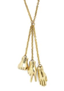Winning Hand Necklace by Monserat De Lucca   Casual, Statement, Gold