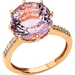 14K Rose Gold Pink Quartz and Diamond Ring  Meijer
