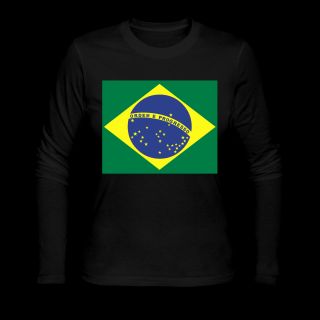 Black Brazilian Flag Long Sleeve Shirts