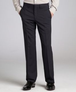 Prada navy wool flat front straight leg pants