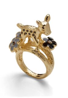 Fawn Never Stops Ring   Gold, Black, Flower, Party, Casual, Boho