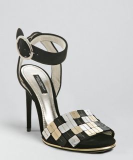 Dolce & Gabbana black suede metallic detail ankle strap sandals