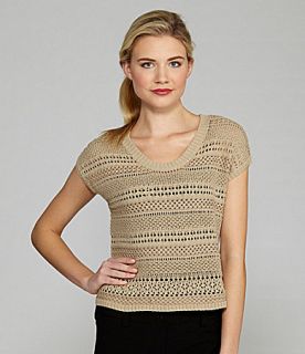 Kensie Crochet Stripe Sweater  Dillards 