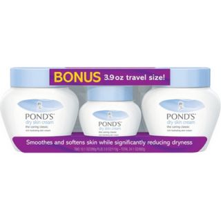 Ponds Dry Skin Cream, 10.1 Oz., 2 Pk with Bonus 3.9 Oz. Travel Size 