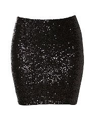 Black (Black) Black Cluster Sequin Skirt  259921701  New Look