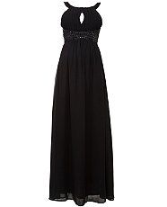 Black (Black) AX Paris Black Embellished Cut Out Maxi Dress 