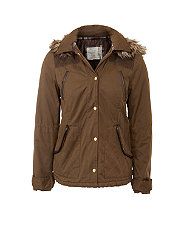 Mid Brown (Brown) Brown Fur Lined Hood Quilted Parka  256922022  New 