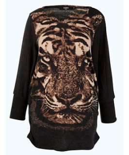 Grey (Grey) Koko Grey Tiger Knit Tunic  251091204  New Look