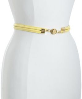 Balenciaga pale yellow leather double rolled clasp belt   up 