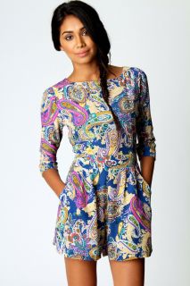  Clothing  Playsuits  Amelie Paisley Print 3/4 Sleeve 