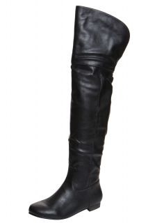  Footwear  Boots  Gia Black High Leg Leather Look Wader 