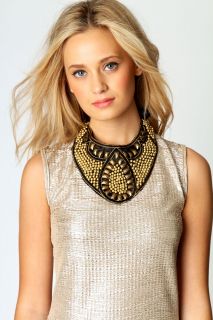 Jessica Black Gold Detail Embellished Collar at boohoo