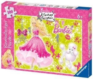 Glitter Puzzle 100 Teile XXL Modezauber in Paris Barbie, Ravensburger 