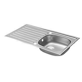 Pyramis Kitchen Sink 1 Bowl & Drainer 940 x 490mm  Screwfix