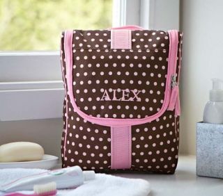 Mackenzie Chocolate Dot Toiletry Bag