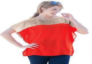 Plus Size Blouse, colorblocked  Plus Size short sleeve  Woman Within 