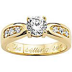 18K Gold Over Silver Personalized CZ Ring