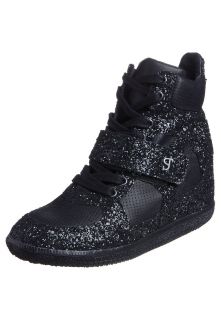 Supertrash DUNKERS   Enkellaarsjes met sleehak   black glitter 