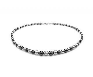 Graduated Black and White Bead Necklace in Sterling Silver  Blue Nile