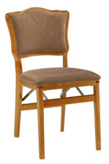 Medium Oak Chadwick Upholstered Back Folding Chair   Set of Two 