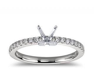 Petite Pave Diamond Engagement Ring in Platinum (1/4 ct. tw.)  Blue 