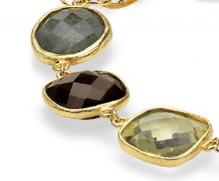 Labradorite, Lemon Quartz, and Smokey Quartz Bracelet in Gold Vermeil 