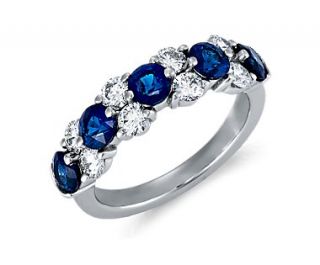 Classic Sapphire and Diamond Garland Ring in Platinum (7/8 ct. tw 