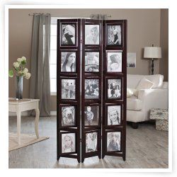 Memories Double Sided Photo Frame Room Divider   Rosewood 3 Panel   8 