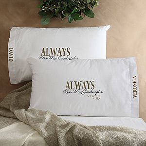 Personalized Pillowcase Set   Kiss Me Goodnight Design   4954