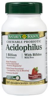 Natures Bounty Acidophilus w/ Bifidus Wafers, Strawberry   
