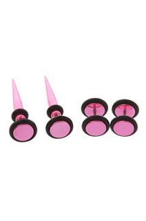 Pink Plated Faux Taper And Plug 4 Pack   134408