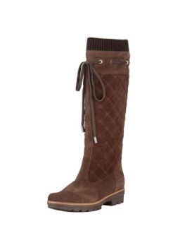 Aquatalia Kicks Quilted Suede Tall Boot, Canyon
