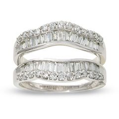 CT. T.W. Round and Baguette Diamond Wrap Guard in 14K White Gold 