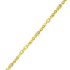 Diamond Accent #1 Mom Bracelet in Sterling Silver with 18K Gold Plate 