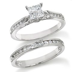 CTW. Quad Princess Cut Diamond Bridal Set in 14K White Gold 