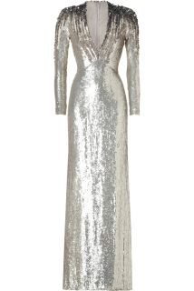Jenny Packham Silver Sequined Silk Gown  Damen  Kleider  STYLEBOP 