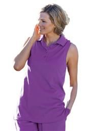 Plus Size Top, polo in tunic length with sleeveless styling image