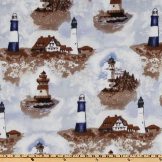 WinterFleece Lighthouses Fleece Multi   Discount Designer Fabric 