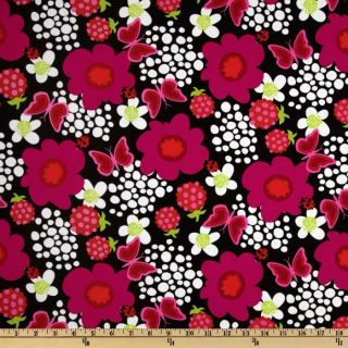 Butterfly Swirl Floral Black/Multi   Discount Designer Fabric 