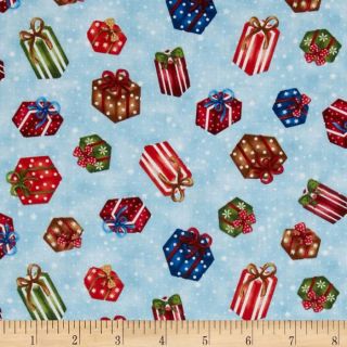 Frosty Friends Gifts Light Blue   Discount Designer Fabric   Fabric 