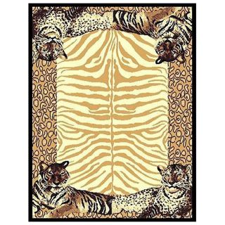 5x7 Tiger Border Area Rug   970901, Rugs at Sportsmans Guide 