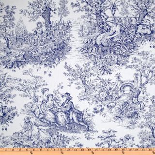 Timeless Treasures French Court Toile Navy/White   Discount Designer 