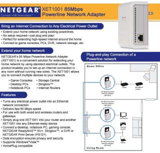 NetGear XET1001 85 Mbps Powerline Network Adapter Product Details