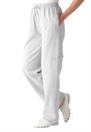 Pants in soft knit better fleece with cargo pockets, drawstring waist