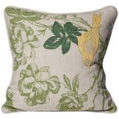 Green Fields Paradise Bird 18 Square Accent Pillow