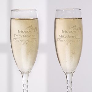 Personalized Corporate Engraved Logo Champagne Flute   9967