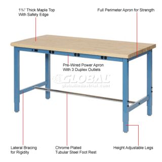 Work Bench with Electric  Adjustable Height  60X30 Maple Safety Edge 